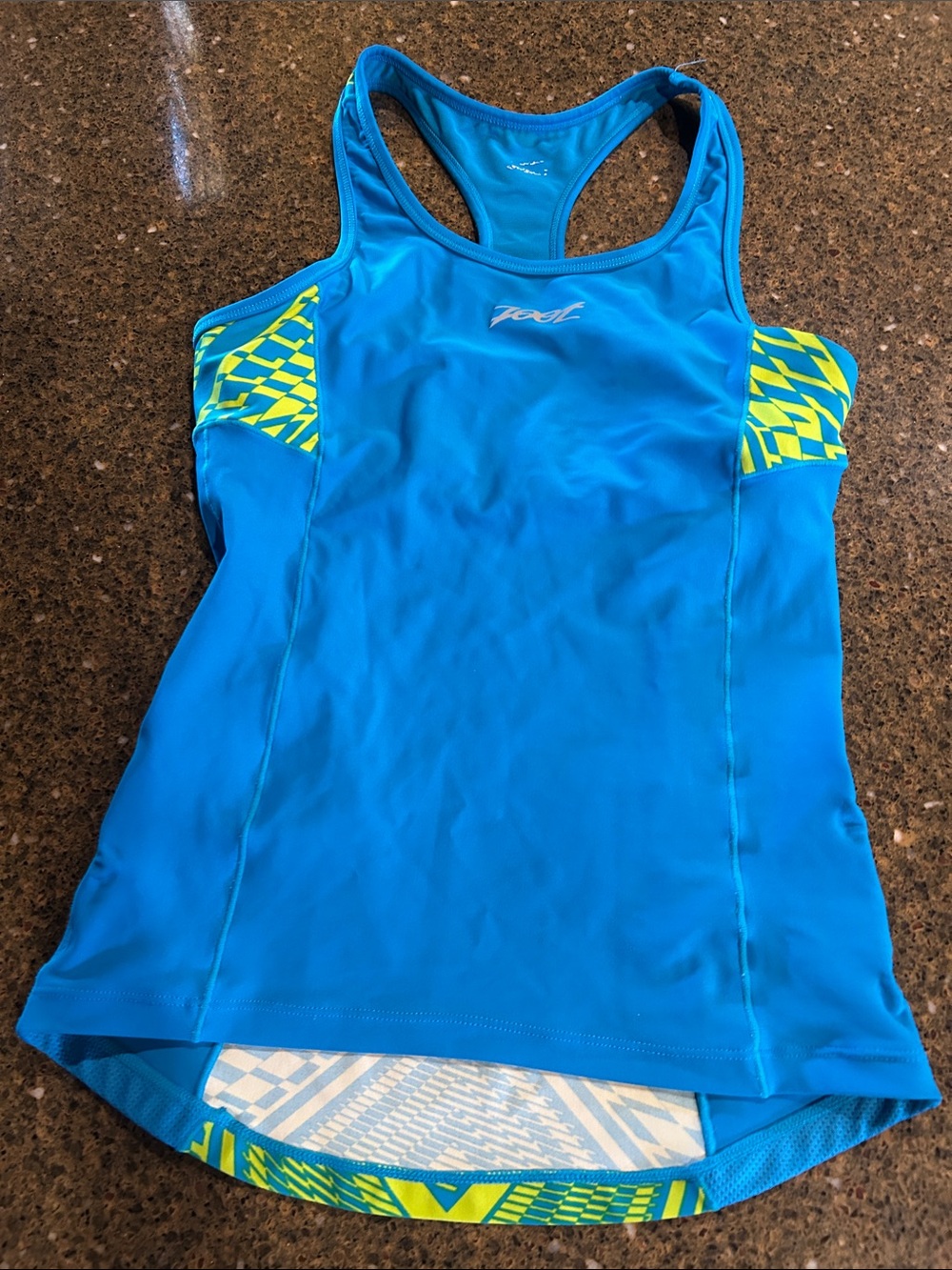 Blue Racerback Athletic Tank/tri top with side pockets. Sz small